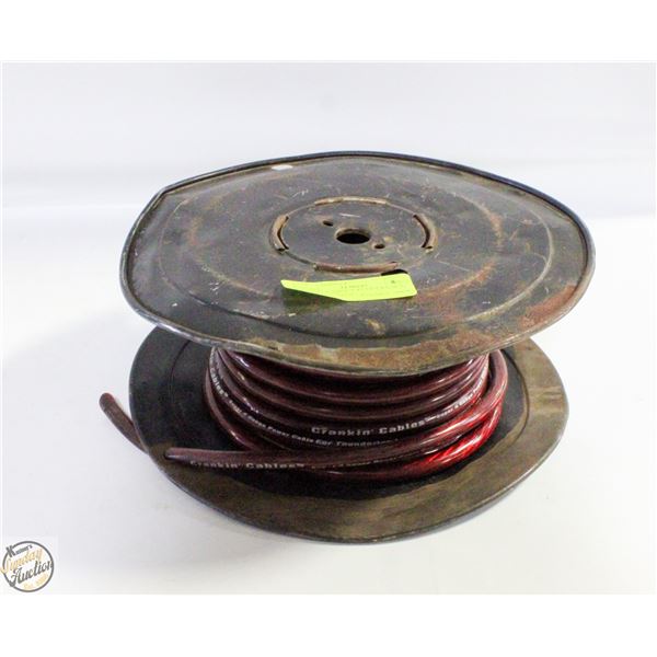 SPOOL OF ABOUT 45' OF CRANKIN CABLES 4 GAUGE