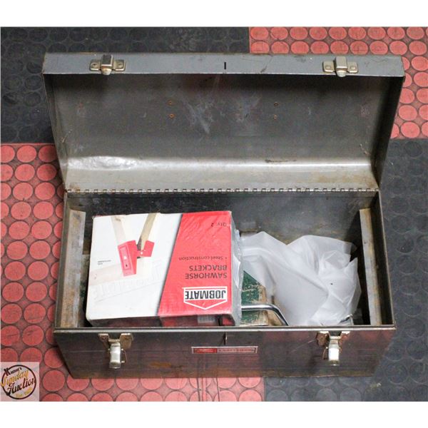 HEAVY METAL TOOLBOX WITH SOCKETS, SAWHORSE