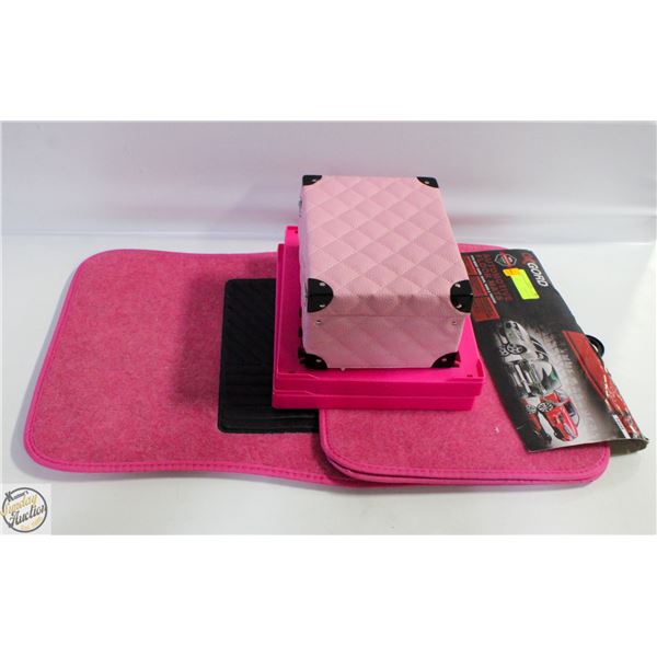 NEW PINK CAR MATS + 2 FOLDING PINK
