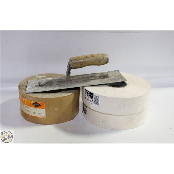 2 ROLLS DRYWALL TAPE AND ROLL OF 100 GRIT