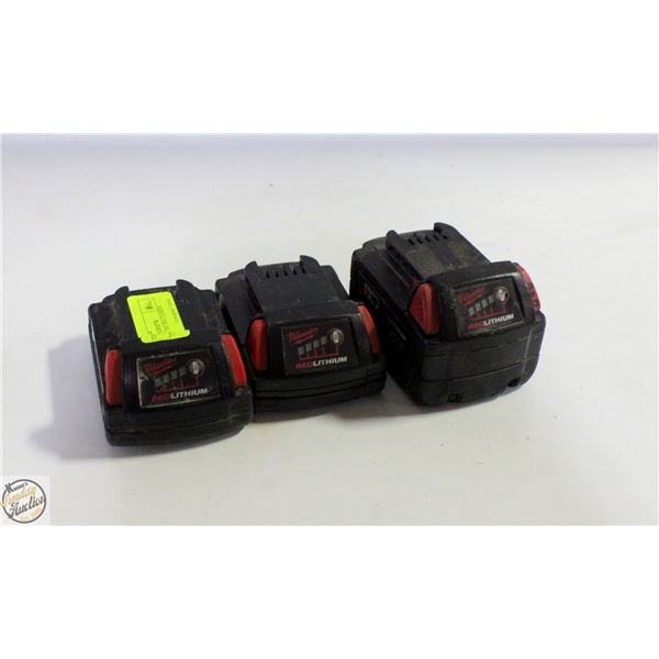3 MILWAUKEE 18V BATTERIES