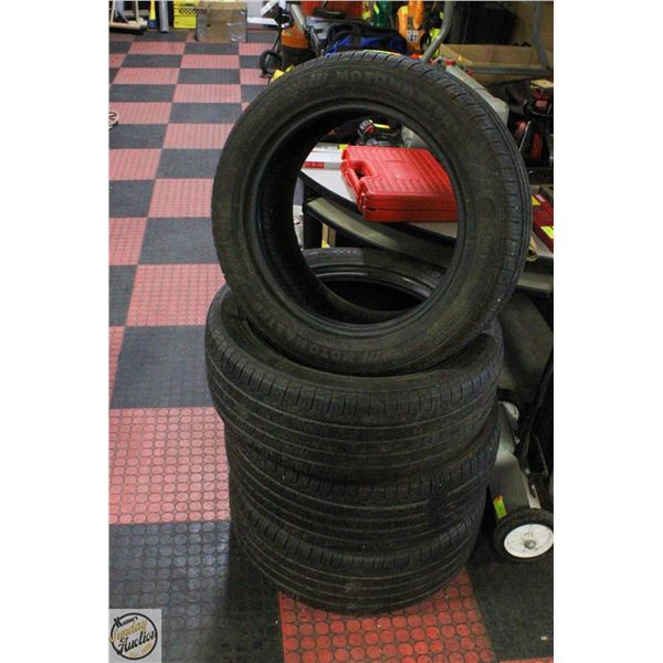 SET OF 4 MOTOMASTER 225/55R17 TIRES