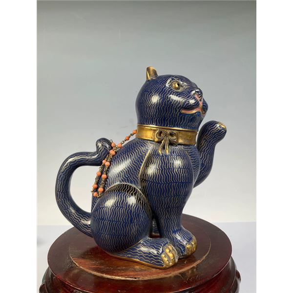 Cloisonné Cat Teapot