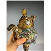 Image 2 : Cloisonné Gilt Incense Burner with Dragon Finial