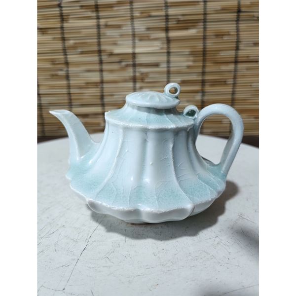 Ru-Style Celadon Teapot with Melon-Rib Design