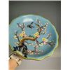 Image 2 : Cloisonné Blue Background Cloud Brocade Pedestal Plate with Floral Rim
