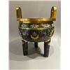 Image 1 : Cloisonné Enamel Tripod Censer with Lotus Scrolls