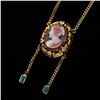 Image 1 : French Napoleon III Era Cameo Necklace in Bicolored Agate and Gold