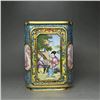 Image 2 : Cloisonné Enamel with Gilded Copper Figurative Square Brush Pot