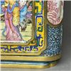 Image 9 : Cloisonné Enamel with Gilded Copper Figurative Square Brush Pot