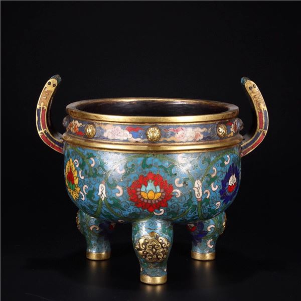 Cloisonné Double-Handled Tripod