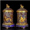 Cloisonné Gemstone Inlaid Double Phoenix Incense Burner Sculptures (Pair)
