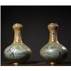 Image 1 : Cloisonné "Pine and Crane Longevity" Garlic-Head Vases (Pair)