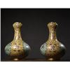 Image 5 : Cloisonné "Pine and Crane Longevity" Garlic-Head Vases (Pair)