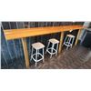 Image 1 : Wooden Bar-Height Counter 144" x 20" x 42"H & 3 Pedrali Stools Made in Italy 12.5" x 12.5" x 25.5"H