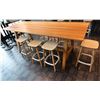 Image 1 : Wooden Table 96" x 36" x 36"H & 7 Pedrali Stools Made in Italy 12.5" x 12.5" x 25.5"H