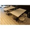 Image 1 : Qty 6 White Tables 30" x 24" x 29"H & 6 Chairs