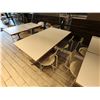 Image 3 : Qty 6 White Tables 30" x 24" x 29"H & 6 Chairs