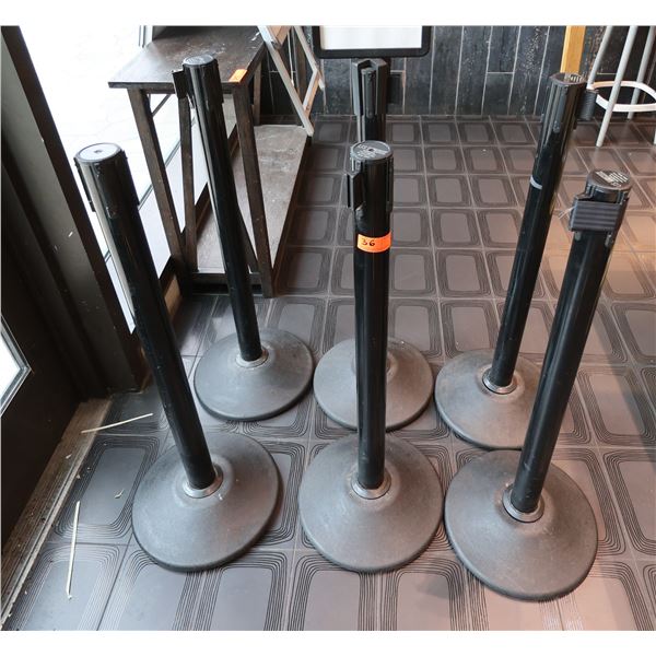 Qty 6 Black Stanchion Posts w/ Weighted Bases