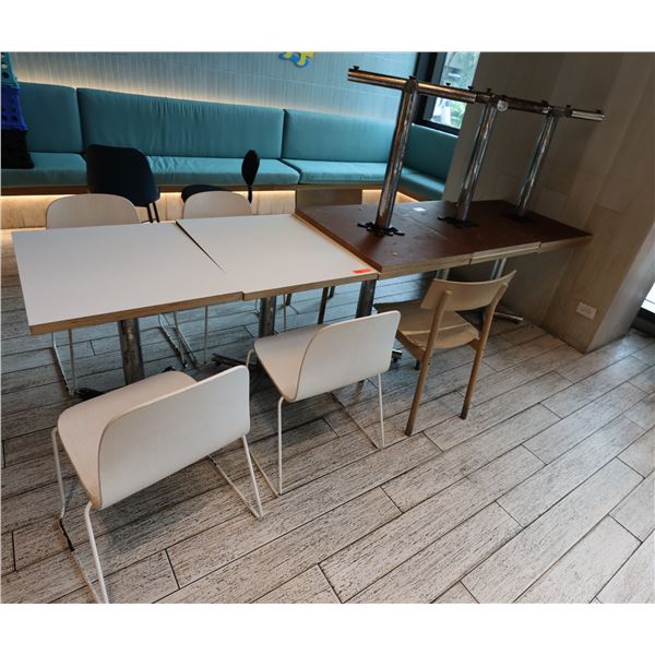 Qty 6 Tables w/ Pedestal Bases 30" x 24" x 29"H w/ 6 Chairs