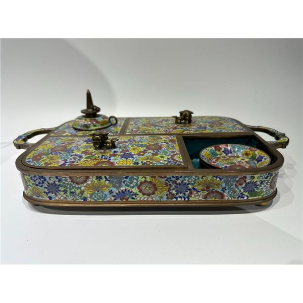 Cloisonné Smoking Set with Floral Motifs