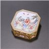 Image 1 : Painted Enamel Box with Figural Scene on Copper Body