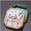 Image 2 : Painted Enamel Box with Figural Scene on Copper Body