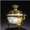 Image 5 : Gilt-Bronze Painted Enamel Censer with Twin Dragon Handles