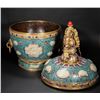 Image 8 : Cloisonné Enamel and Gem-Embedded Butter Lamp Holder