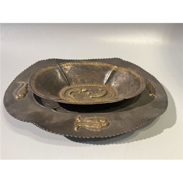 Silver Gilt Fish Motif Plate