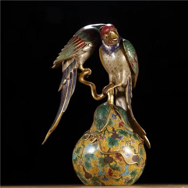 Qianlong Period Cloisonné Enamel Parrot Decoration