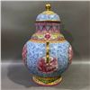 Image 3 : Qianlong Period Blue Floral Open-Window Iron Red Landscape Lidded Vase