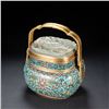 Image 2 : Qing Dynasty Cloisonné Enamel Inlaid Hetian Jade Hand Warmer