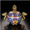 Image 1 : Gilded Copper Cloisonné Enamel Double Dragon-Ear Incense Burner