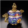 Image 4 : Gilded Copper Cloisonné Enamel Double Dragon-Ear Incense Burner
