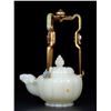 Image 1 : Hetian Jade Gilded Silver Handle Ram-Head Teapot