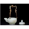 Image 3 : Hetian Jade Gilded Silver Handle Ram-Head Teapot