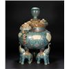 Image 3 : Qing Dynasty Cloisonné Elephant Ear Incense Burner