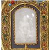 Image 6 : Filigree Gilt Inlaid Hetian Jade Triptych Buddha Screen