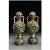Image 4 : Pair of Cloisonné Vases with Floral and Figural Motif