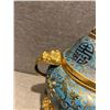 Image 3 : Cloisonné Enamel Incense Burner with Golden Beast Motifs