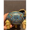 Image 6 : Cloisonné Enamel Incense Burner with Golden Beast Motifs