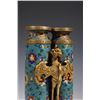 Image 5 : Cloisonné Enamel Double Vase with Golden Phoenix and Dragon Base