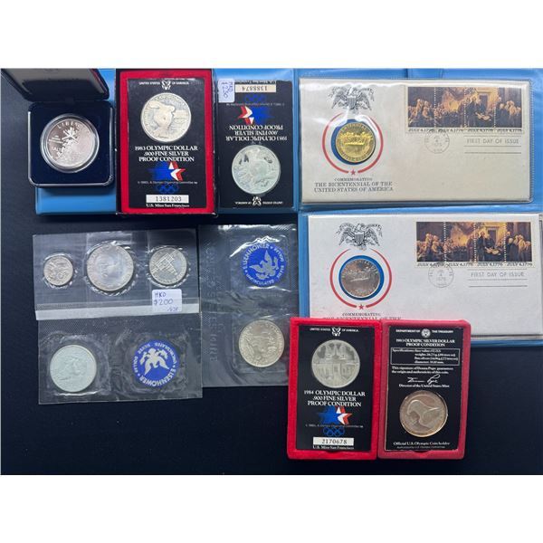 US, Mixed Date, total 14 pcs of (mostly silver coins) in 10 Sets in various condition. (Pre-viex is 