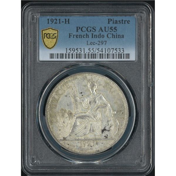 French Indo China, 1921-H, 1 Piastre silver coin. PCGS AU55. (41407533)