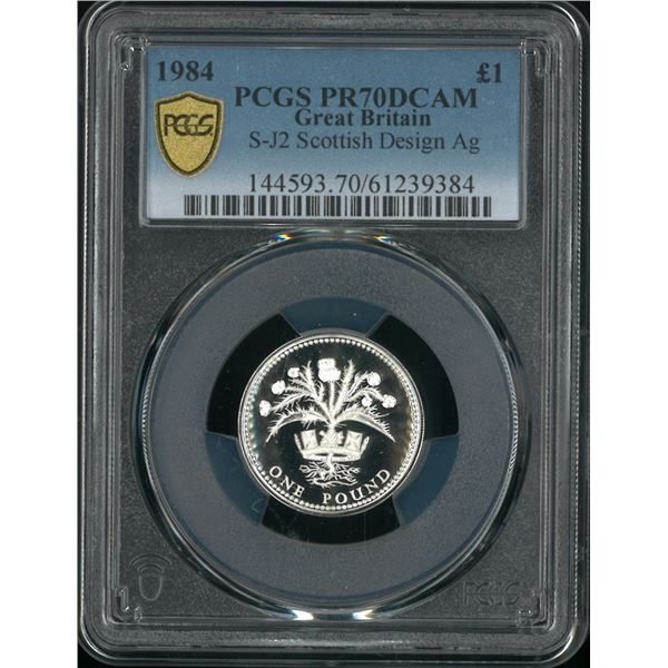 [Top Pop] Great Britain, 1984, Proof silver £1 with original box & Certificate, PCGS PR70DCAM.