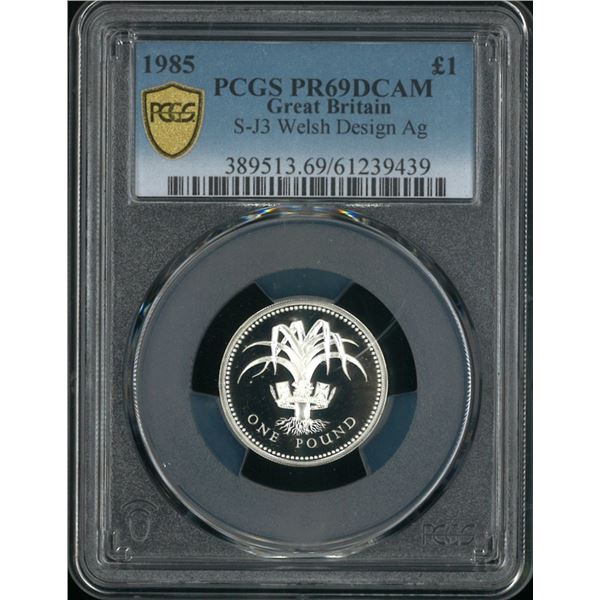 [Top Pop] Great Britain, 1985, Proof silver £1 with original box & Certificate, PCGS PR69DCAM.