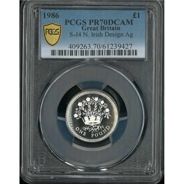 [Top Pop] Great Britain, 1986, Proof silver £1 with original box & Certificate, PCGS PR70DCAM.