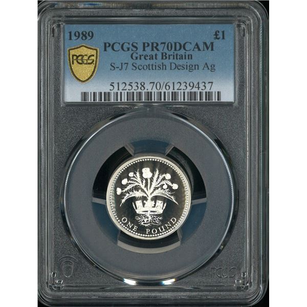 [Top Pop] Great Britain, 1989, Proof silver £1 with original box & Certificate, PCGS PR70DCAM.