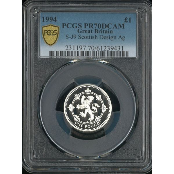 [Top Pop] Great Britain, 1994, Proof silver £1 with original box & Certificate, PCGS PR70DCAM.